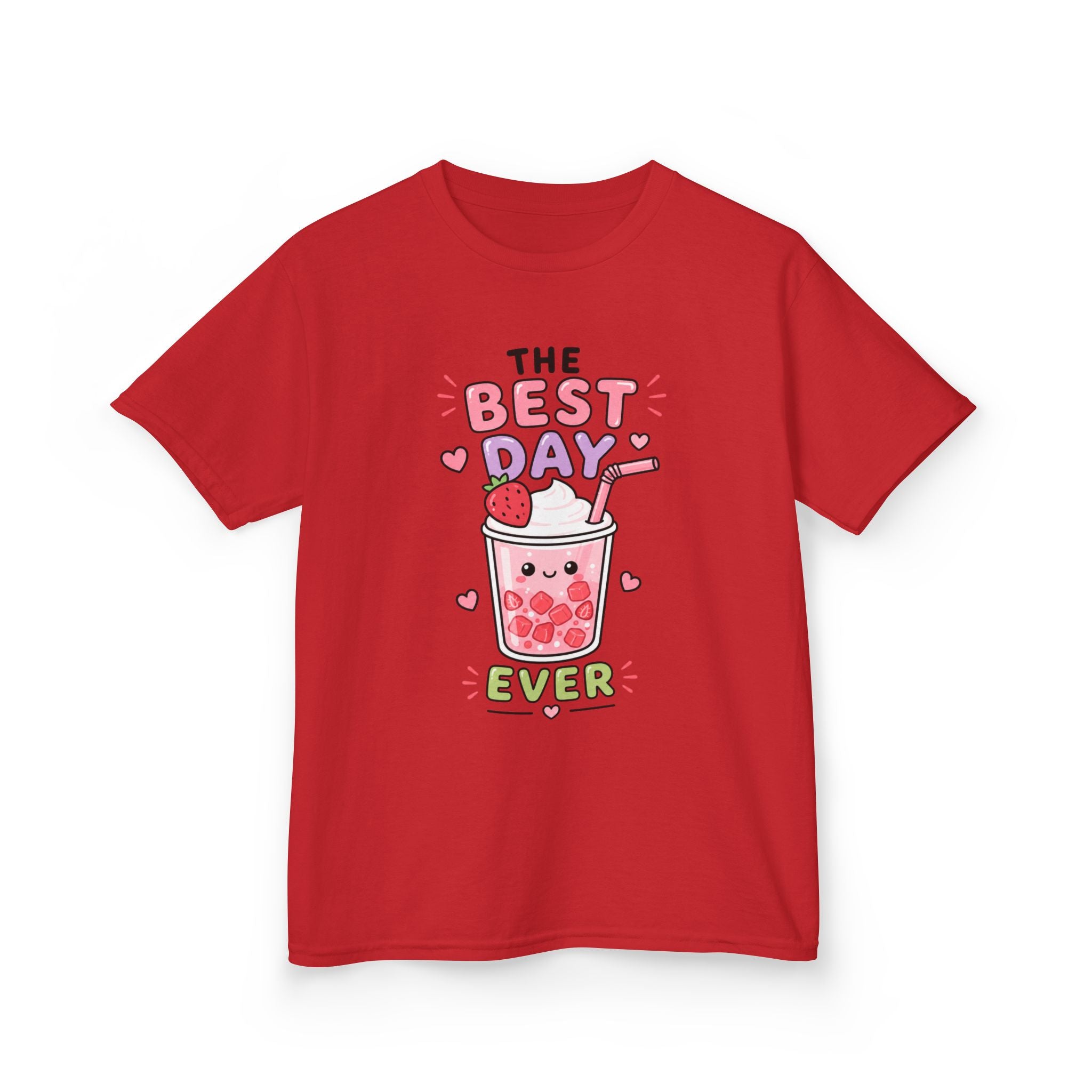 Kids Tee — Cute Bubble Tea "The Best Day Ever" Graphic Printify