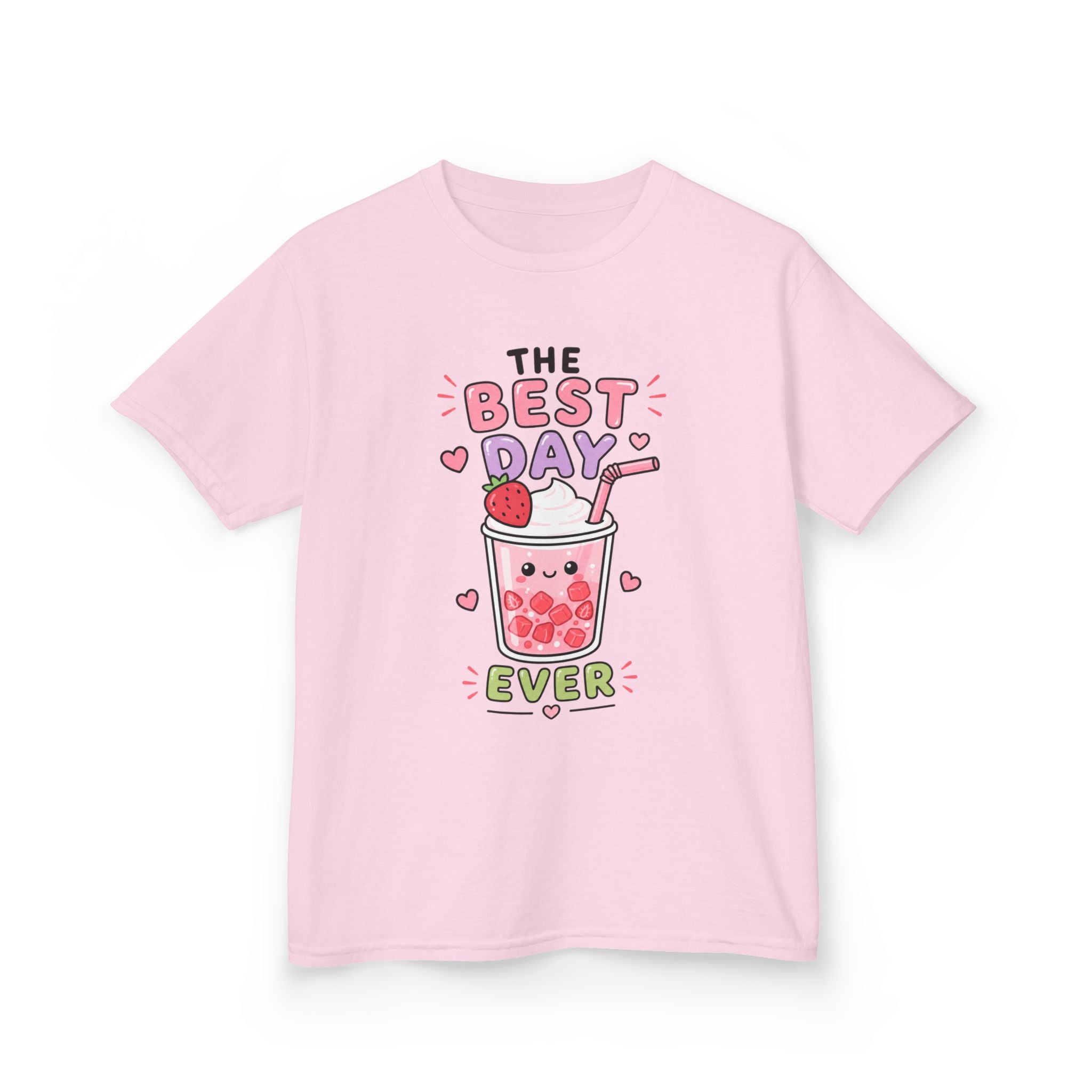 Kids Tee — Cute Bubble Tea "The Best Day Ever" Graphic Printify