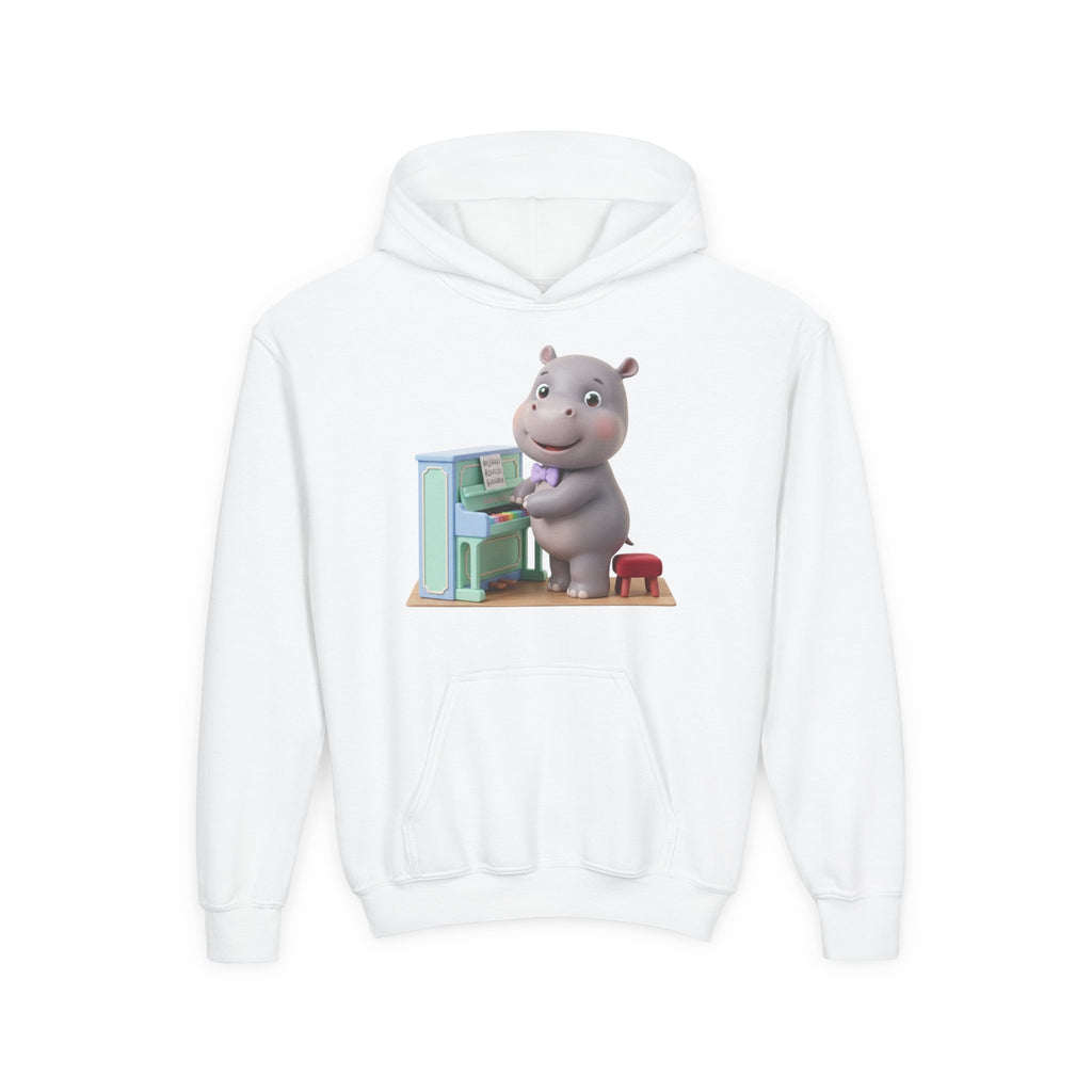 Hippo Piano Kids Hoodie – Cute Musical Animal Sweatshirt for Toddlers & Children Printify