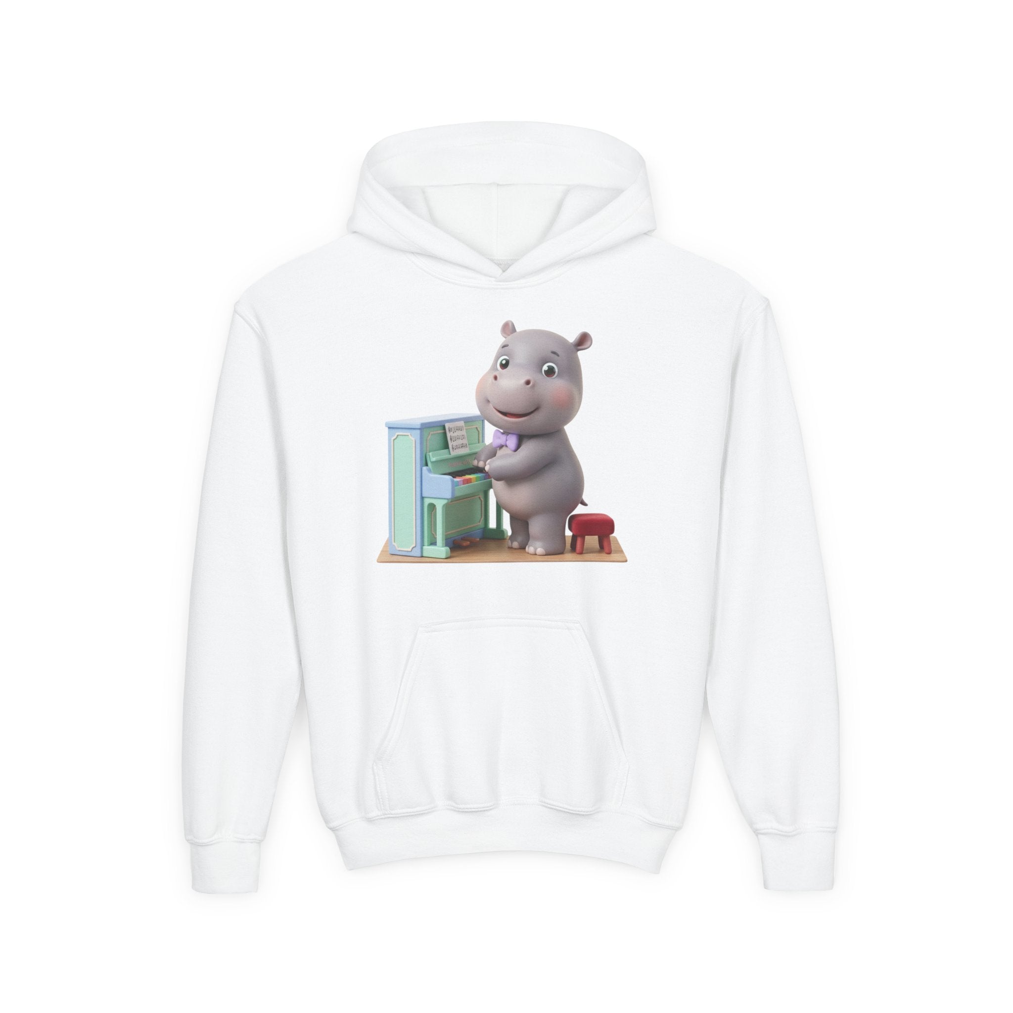 Hippo Piano Kids Hoodie – Cute Musical Animal Sweatshirt for Toddlers & Children Printify