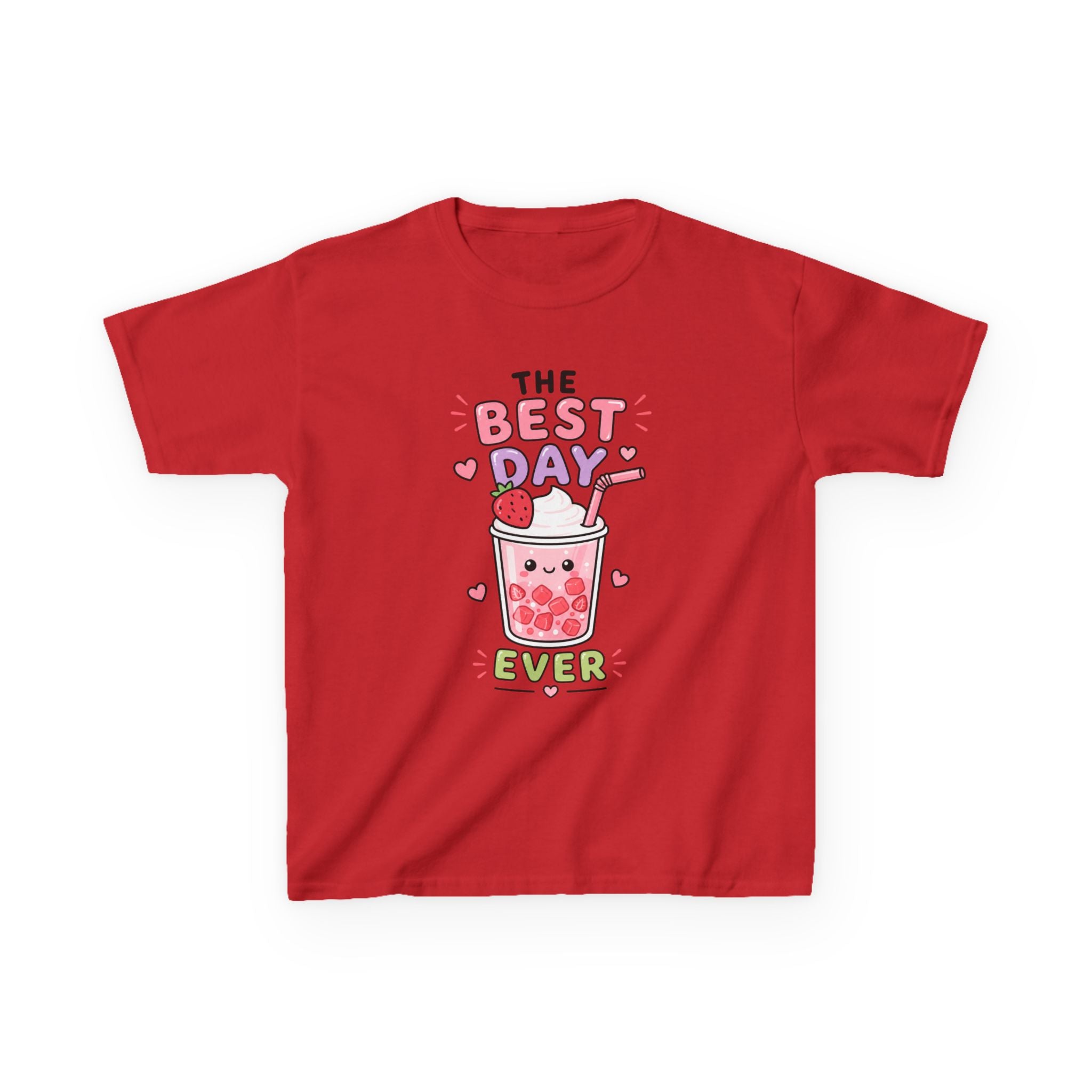 Kids Tee — Cute Bubble Tea "The Best Day Ever" Graphic Printify