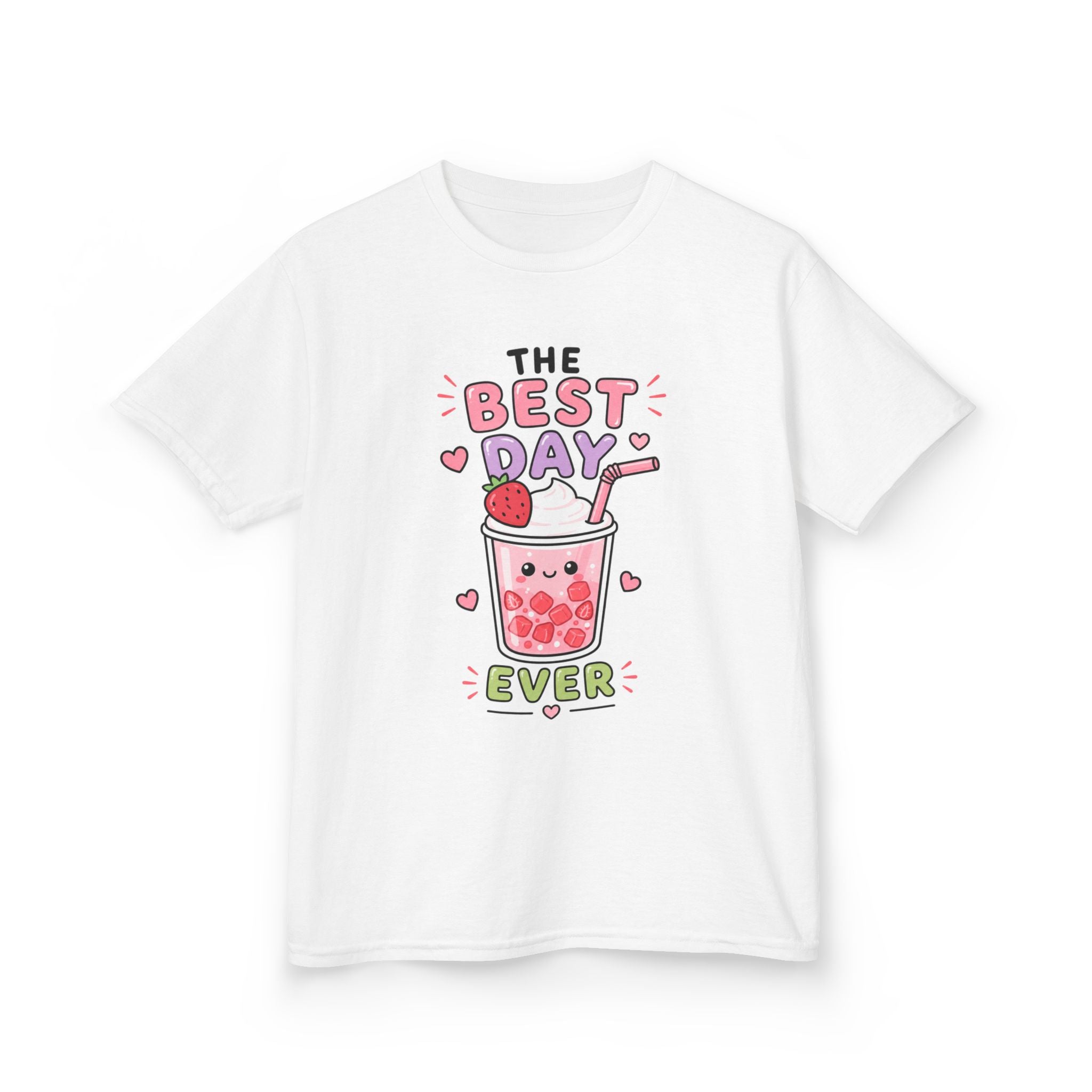 Kids Tee — Cute Bubble Tea "The Best Day Ever" Graphic Printify