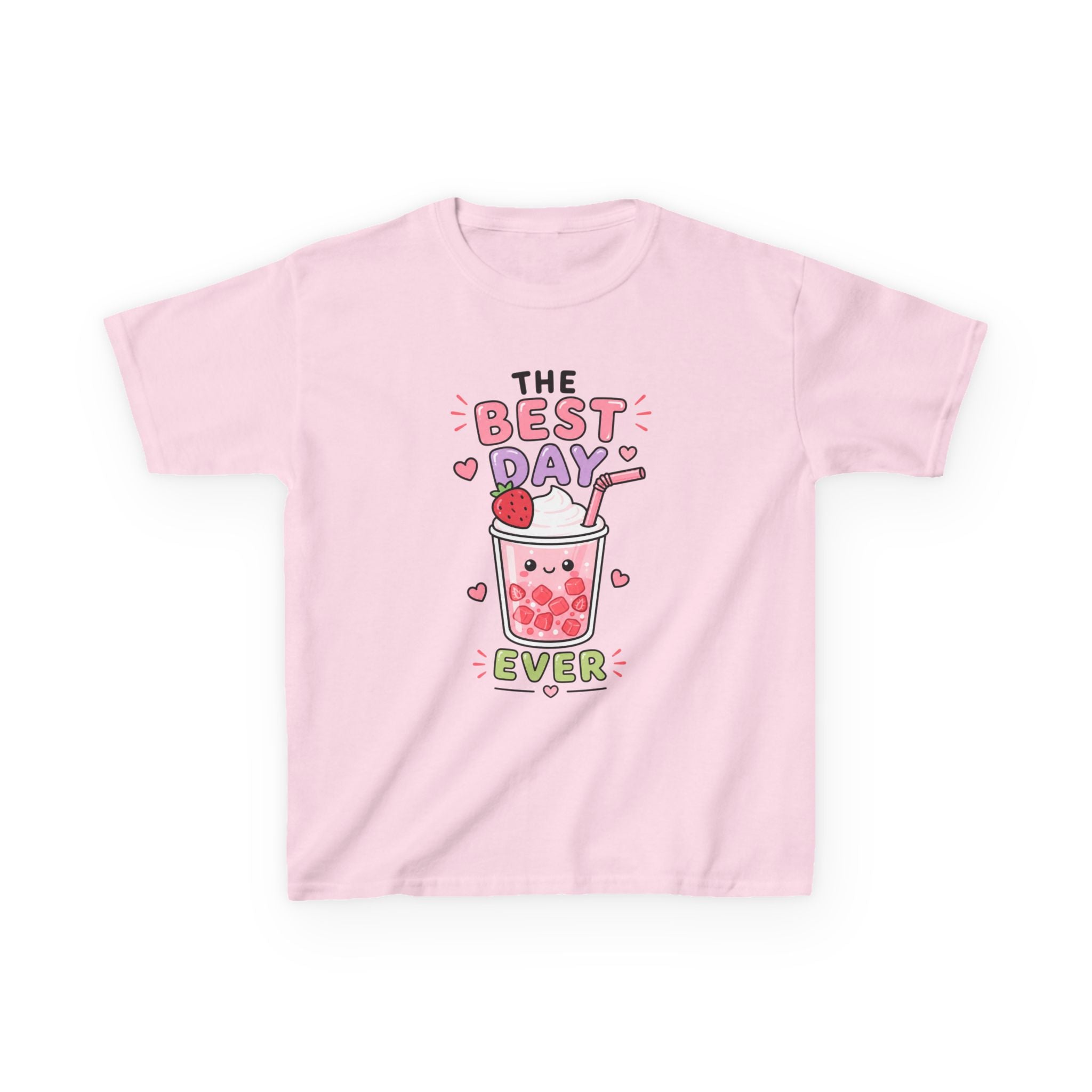 Kids Tee — Cute Bubble Tea "The Best Day Ever" Graphic Printify