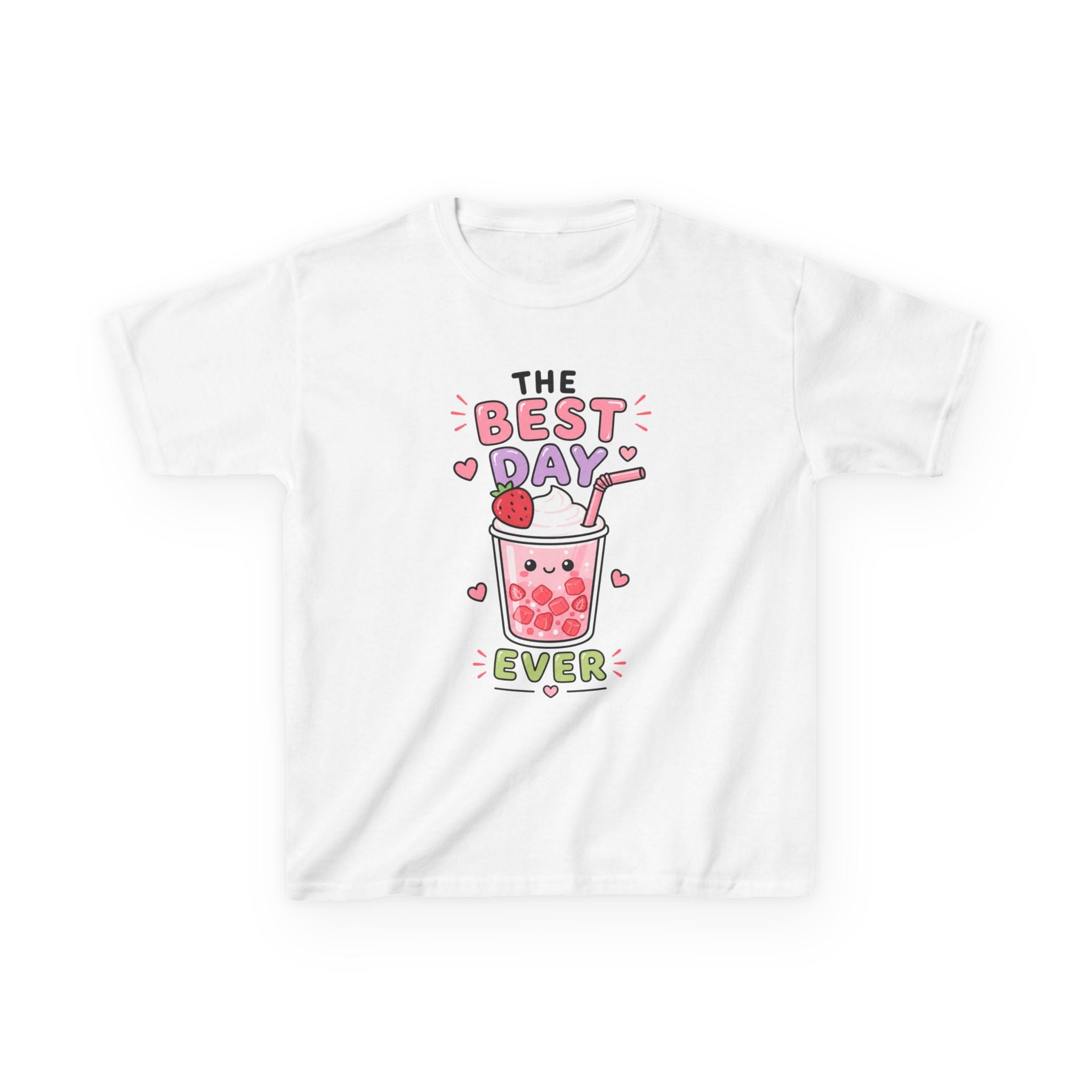 Kids Tee — Cute Bubble Tea "The Best Day Ever" Graphic Printify