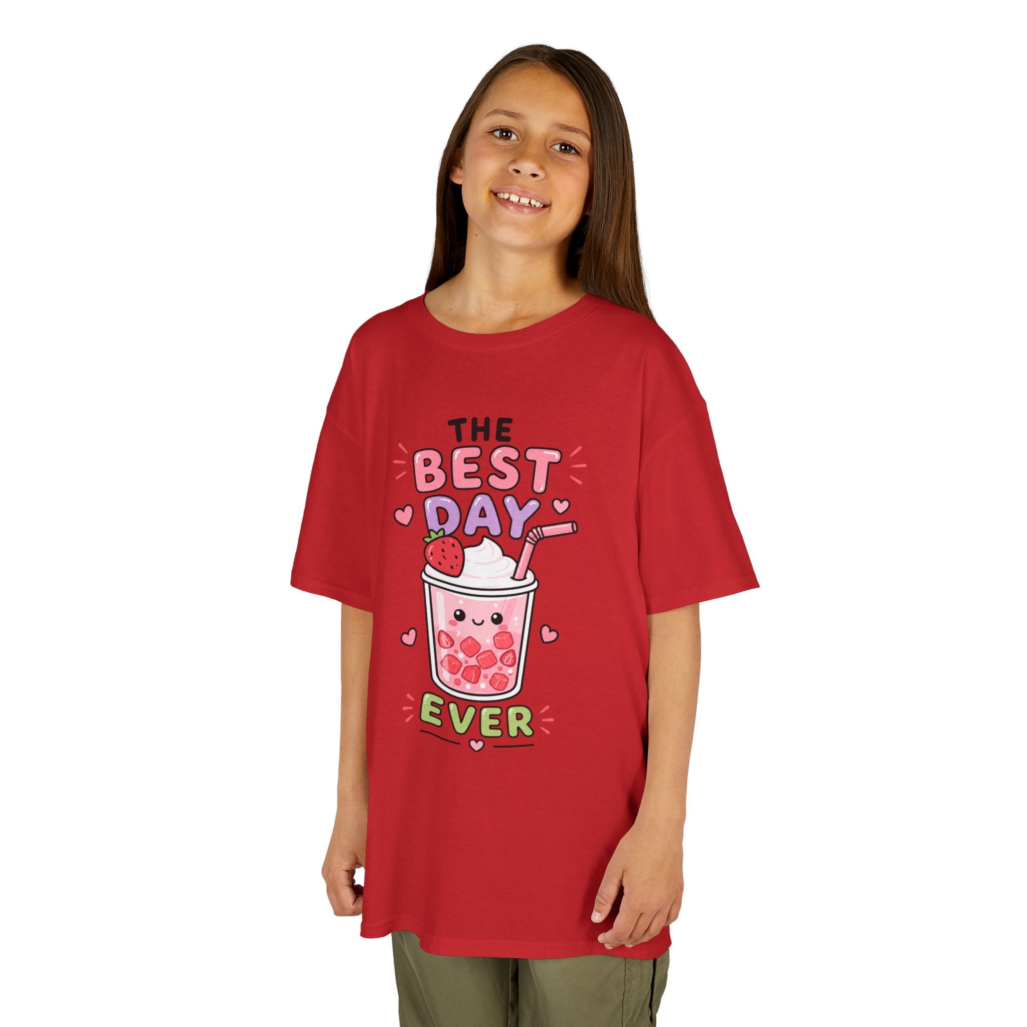 Kids Tee — Cute Bubble Tea "The Best Day Ever" Graphic Printify