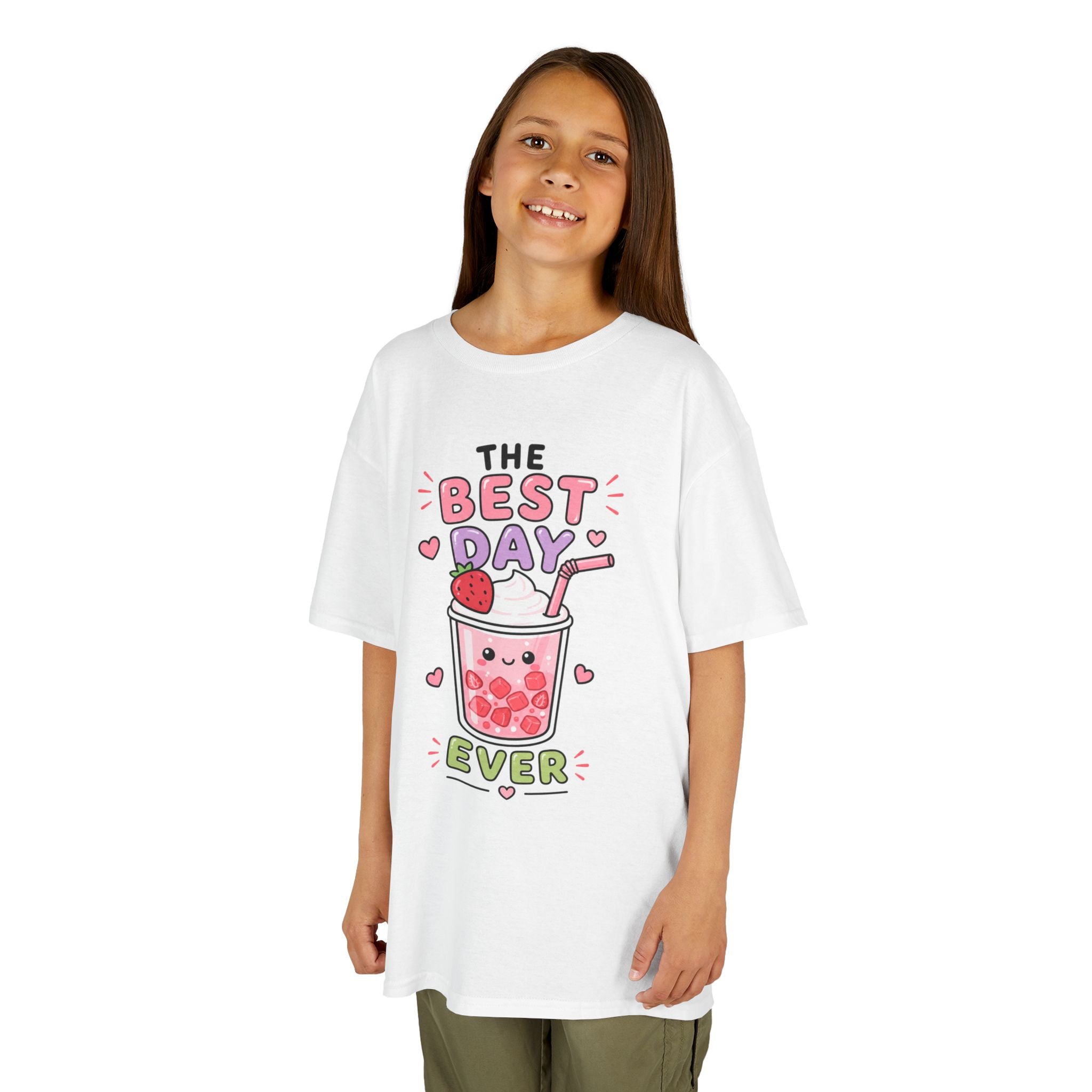 Kids Tee — Cute Bubble Tea "The Best Day Ever" Graphic Printify