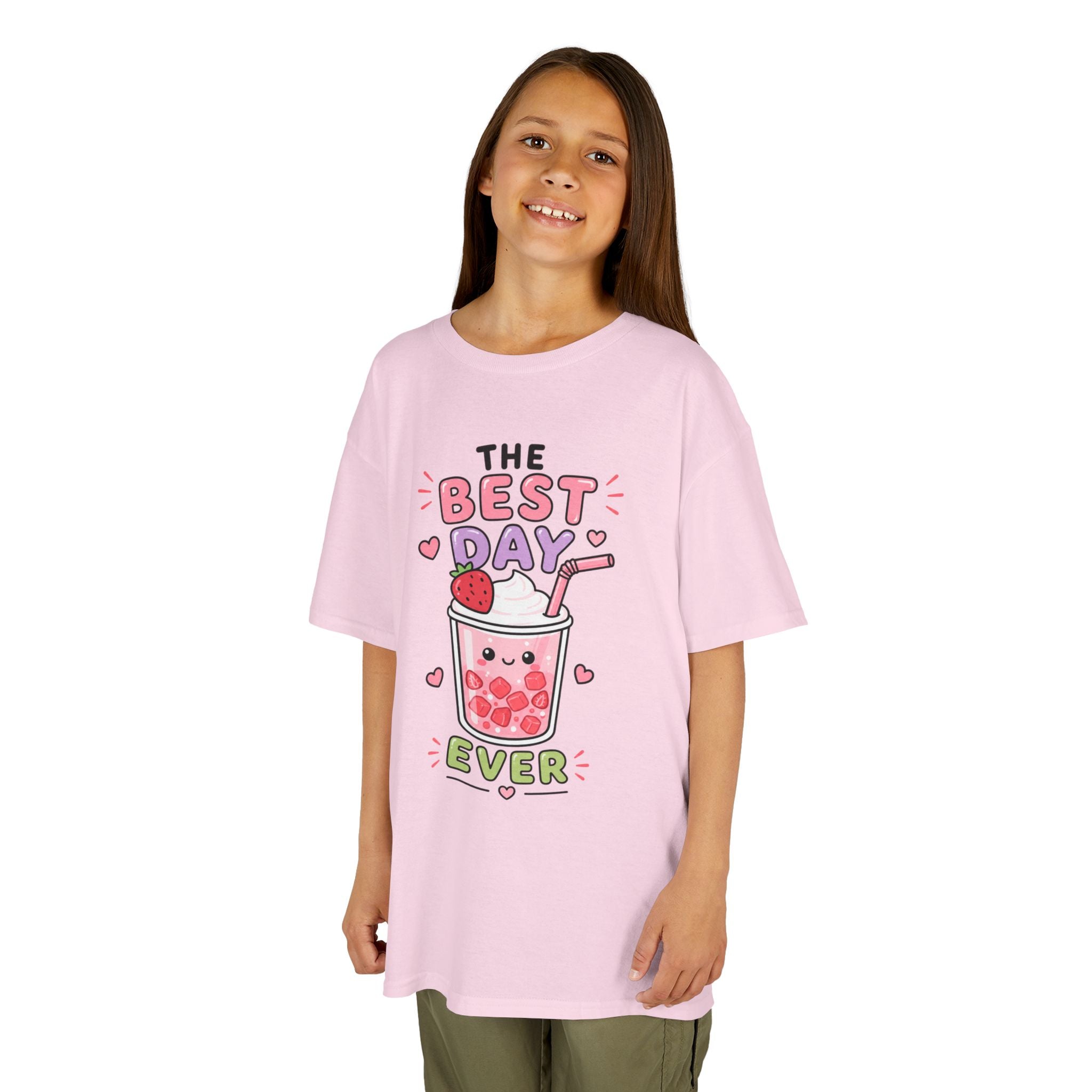 Kids Tee — Cute Bubble Tea "The Best Day Ever" Graphic Printify