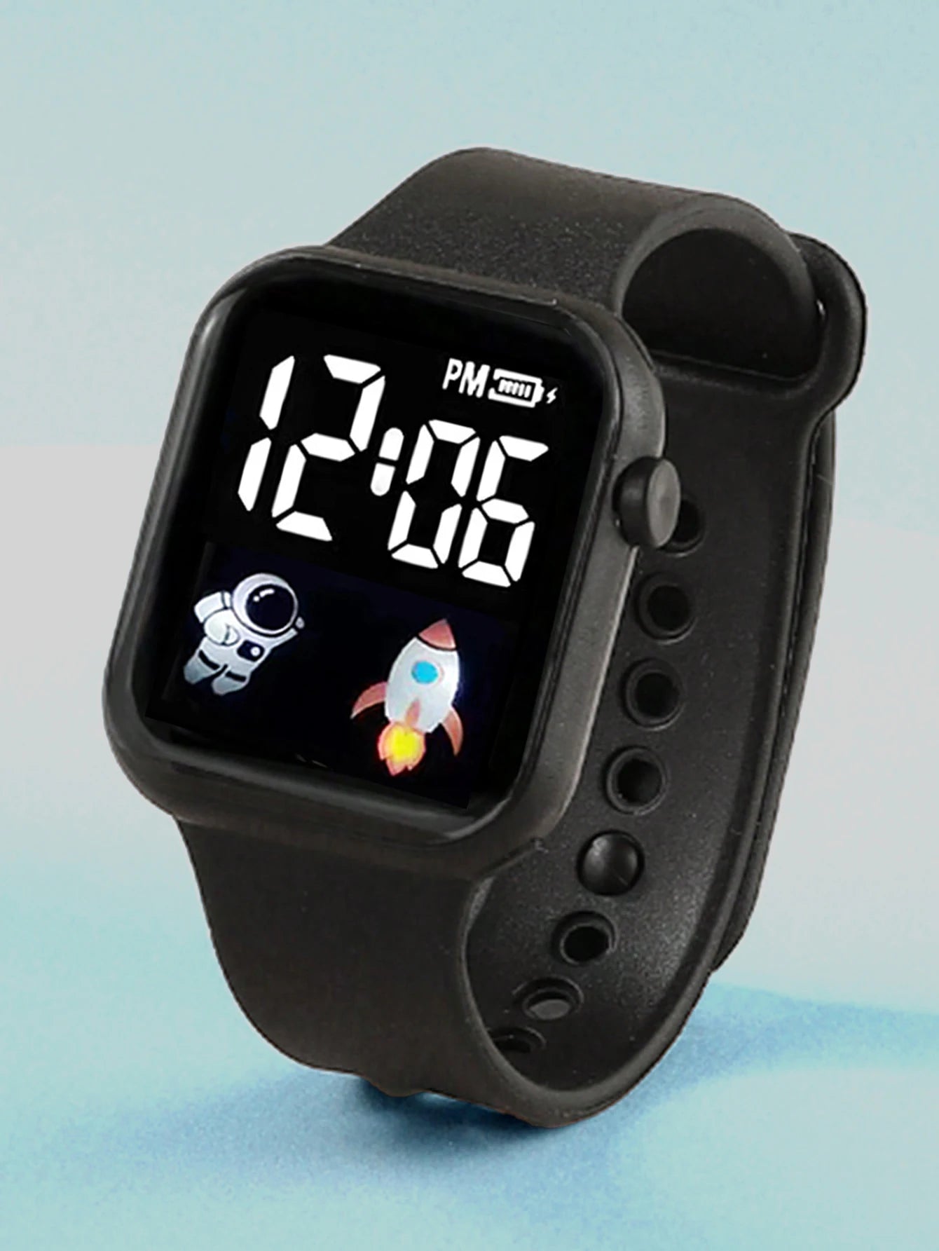 Digitale Kinderuhr mit Astronauten-Design & Herzdekor – Silikon, 40 mm Shoppingdorf