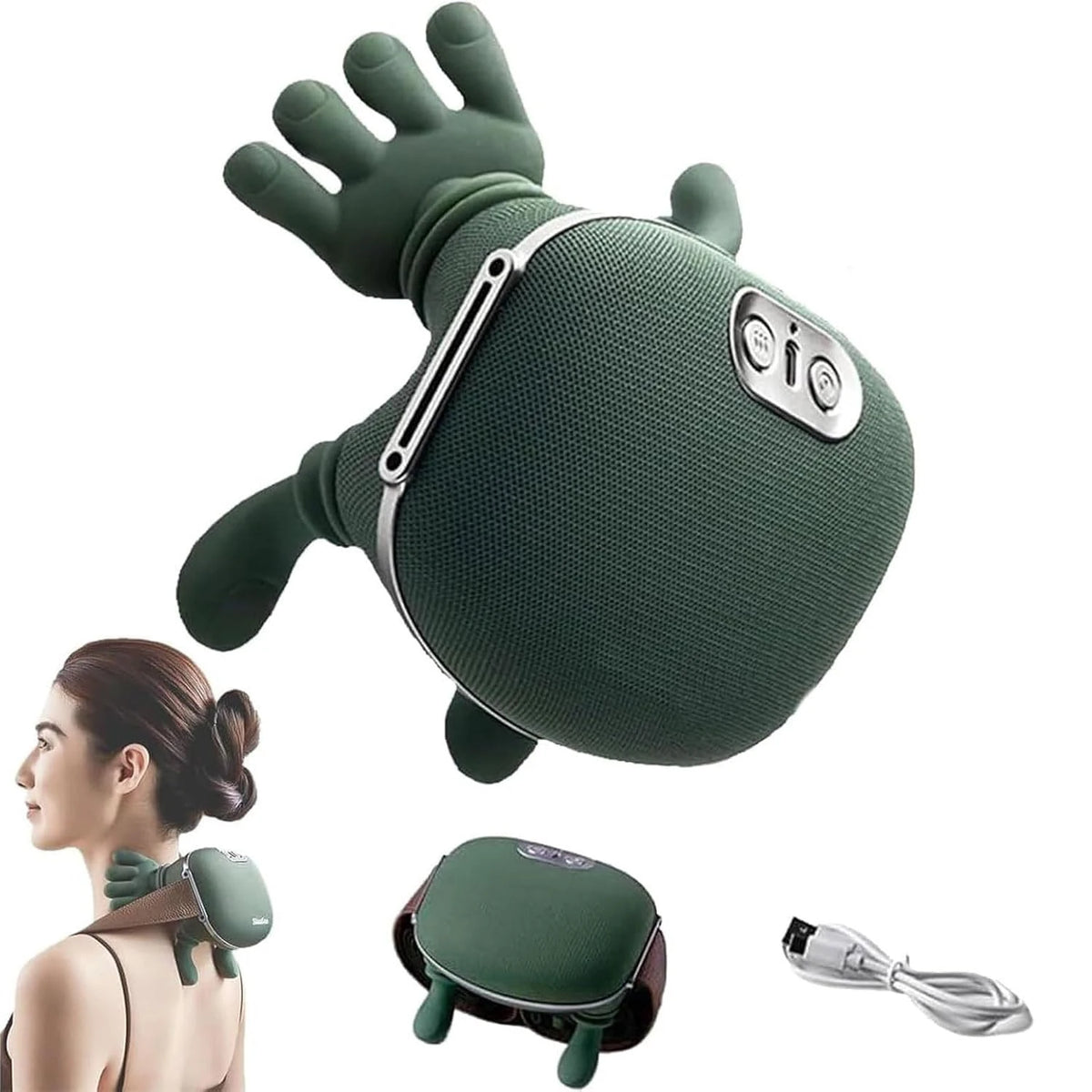 USB Rechargeable Neck & Shoulder Massager 2000mAh Battery 3 Massage Modes 2 Heating Levels 40°C/45°C Hot Compress 4D Kneading Ergonomic Wireless Massage Device for Home Office Travel Shoppingdorf