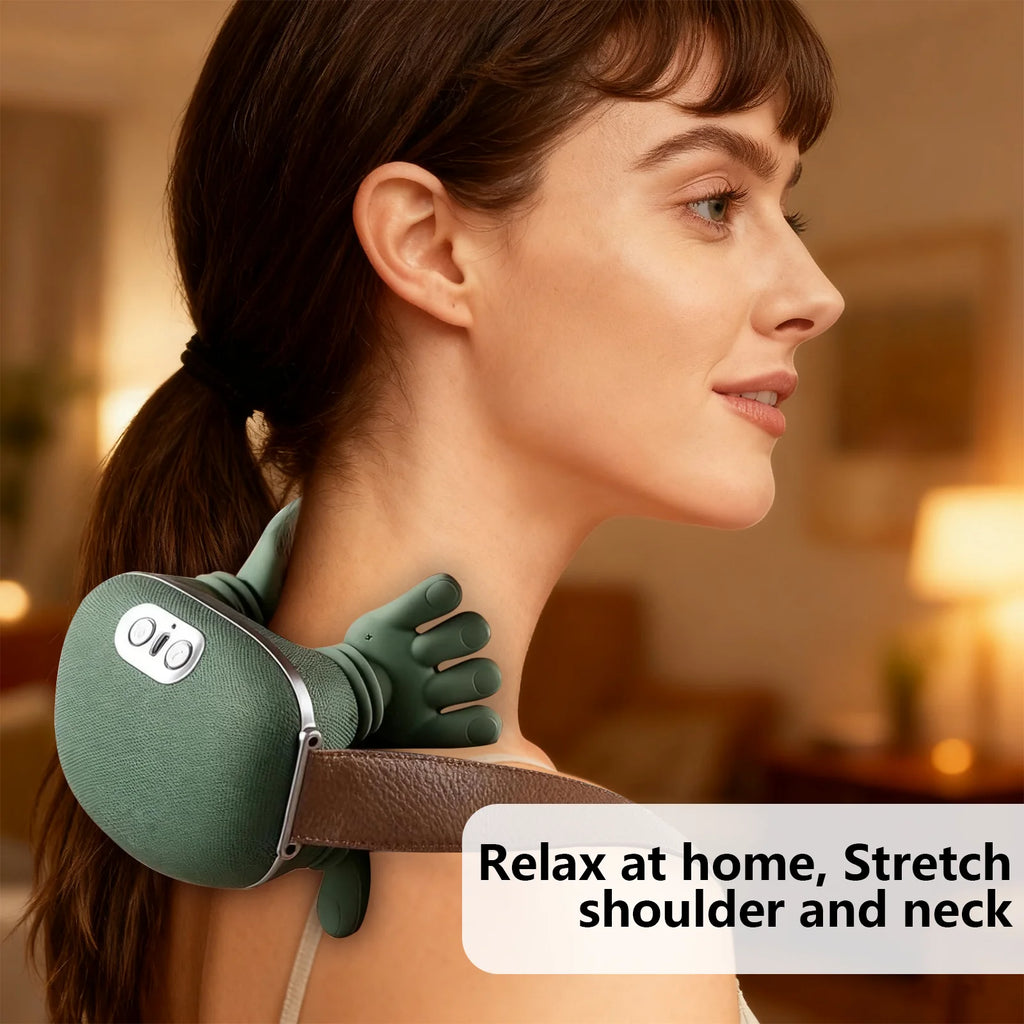 USB Rechargeable Neck & Shoulder Massager 2000mAh Battery 3 Massage Modes 2 Heating Levels 40°C/45°C Hot Compress 4D Kneading Ergonomic Wireless Massage Device for Home Office Travel Shoppingdorf