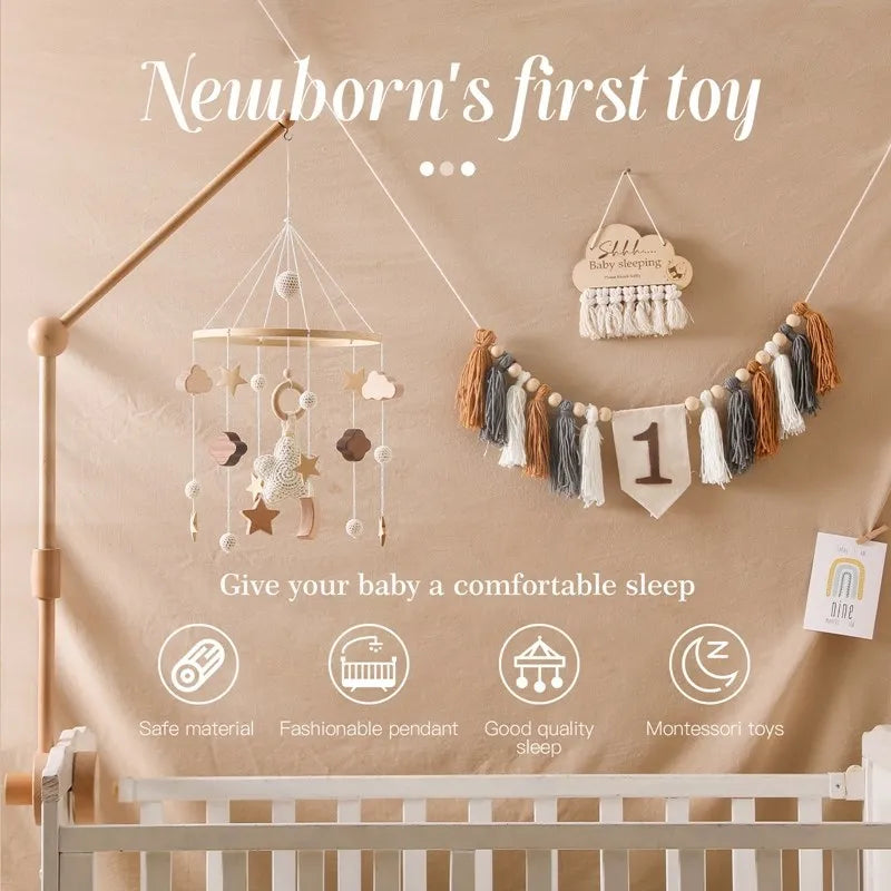 Baby Mobile aus Holz – Mit Musikbox & Glocken für Babybett Spieldorf