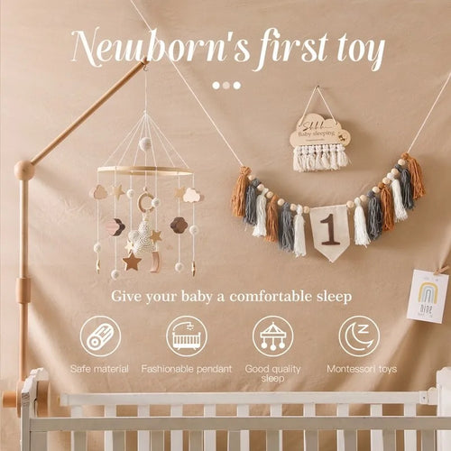 Baby Mobile aus Holz – Mit Musikbox & Glocken für Babybett Spieldorf