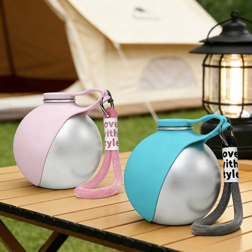 285ML Portable Leak Proof Pet Drinking Pot Outdoor Water Feeding Tool for Walking Pet 304 Stainless Steel Foldable Silicone Sink Shoppingdorf