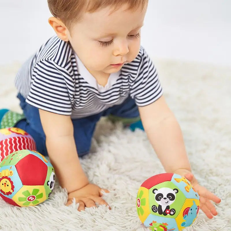 Baby Stoffrassel-Ball mit Glocke – Weiches Tier-Spielzeug 0–12 Monate Spieldorf