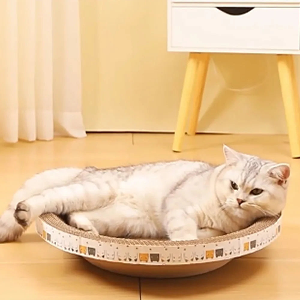 Katzen-Kratzschale aus Wellpappe – Kratzpad, Bett & Stressabbau in einem Spieldorf