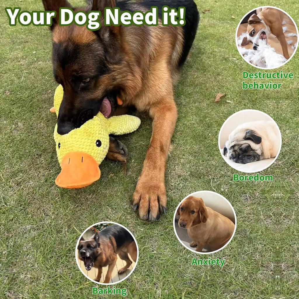 Duck dog toy plush chew resistant durable dog toy with quacking sound teeth grinding relief soft companion for small large dog Shoppingdorf