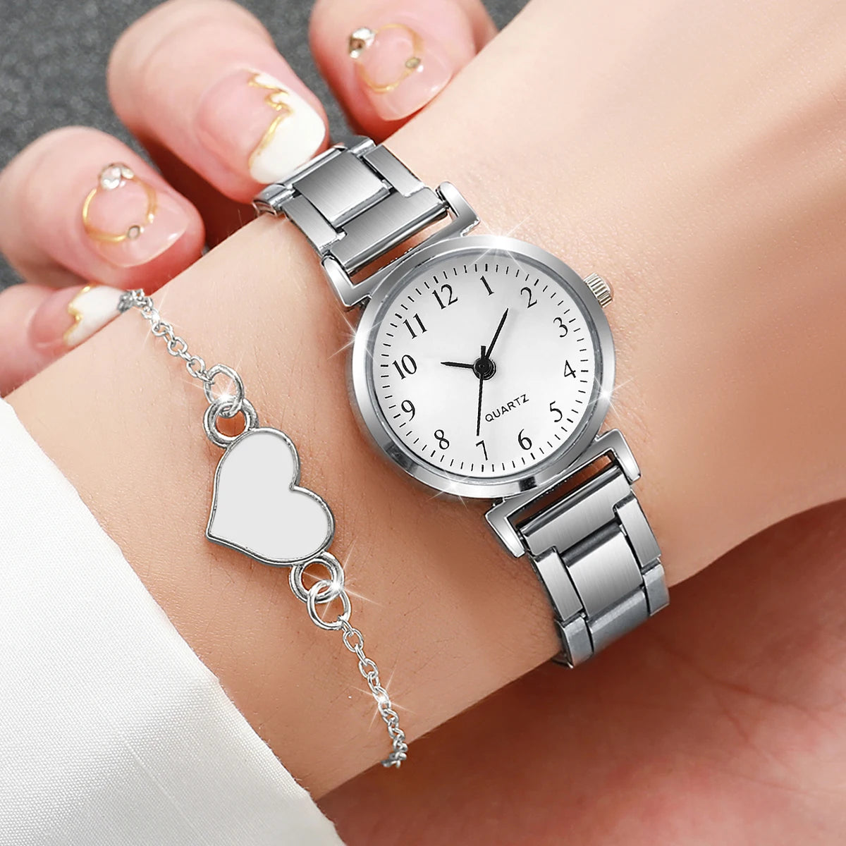 Damen Schmuckset – Eckige Quarzuhr & Armband aus Edelstahl Shoppingdorf