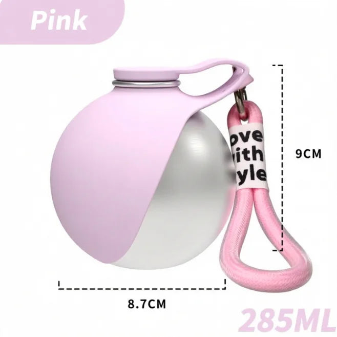 285ML Portable Leak Proof Pet Drinking Pot Outdoor Water Feeding Tool for Walking Pet 304 Stainless Steel Foldable Silicone Sink Shoppingdorf