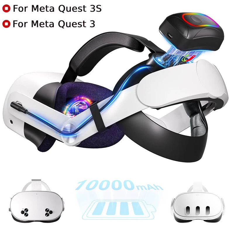 With 10000mAh Battery Comfort Head Strap for Meta Quest 3/Quest 3s Replacement of Elite Strap Enhanced Playtime and Support Shoppingdorf