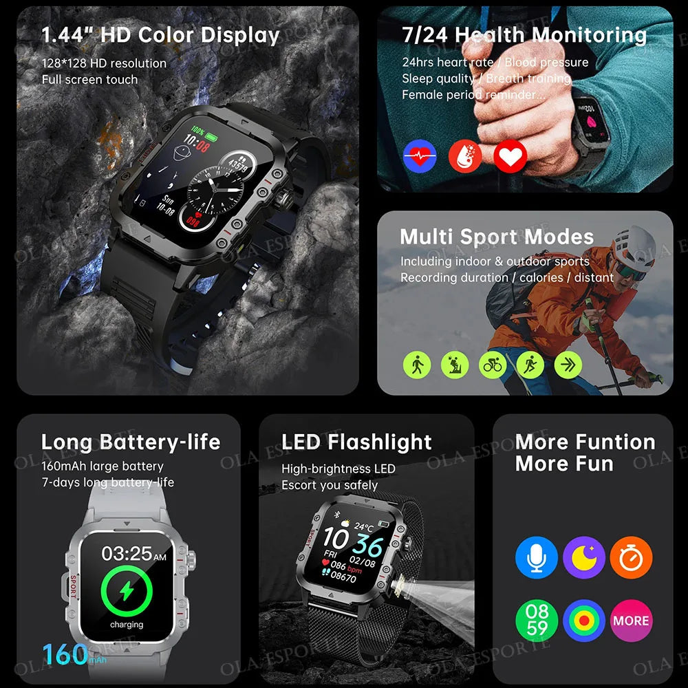 Smartwatch mit Bluetooth-Telefonie, GPS & Herzfrequenz – 1,44 Zoll – 3ATM – Android & iOS Shoppingdorf