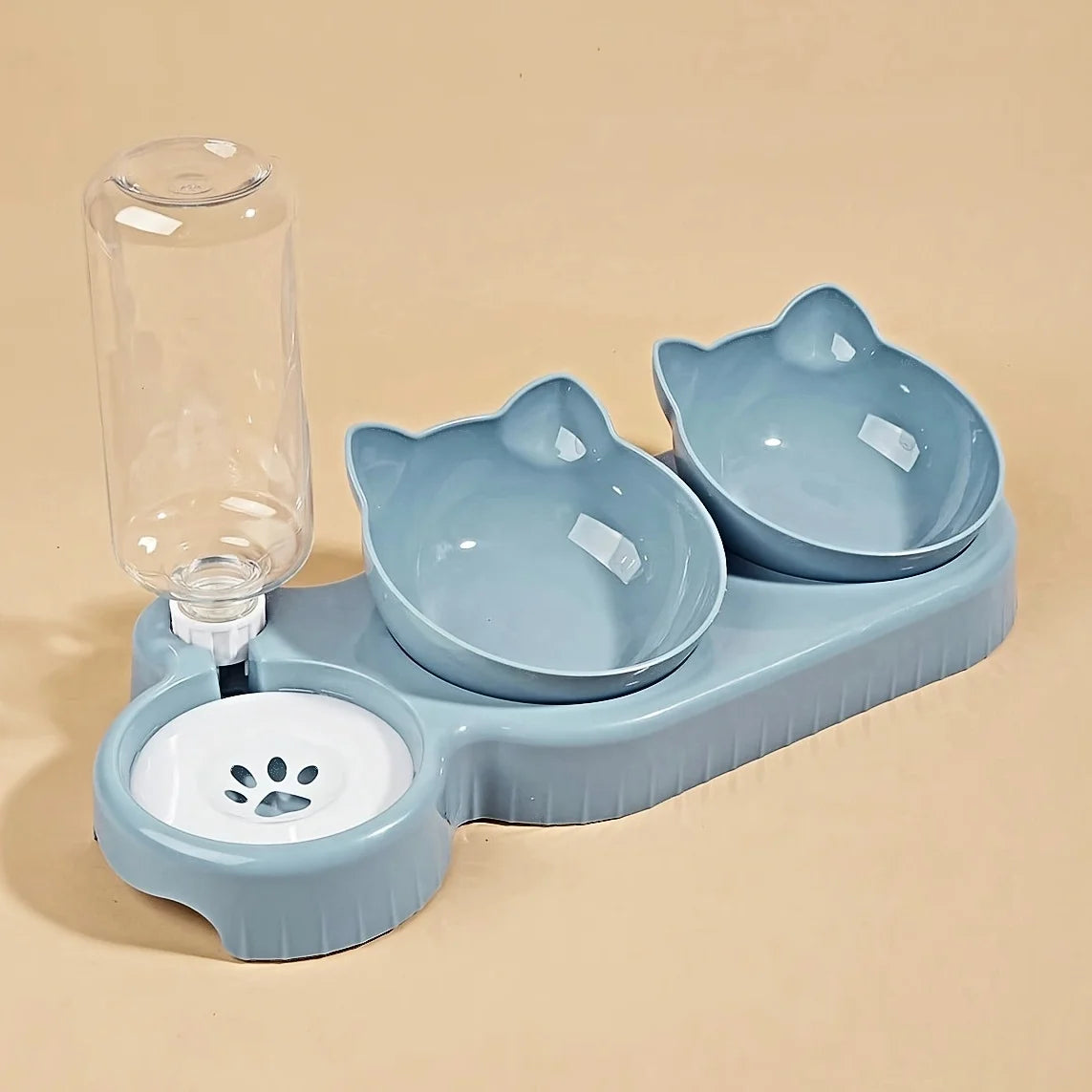 3-in-1 Katzennapf-Set mit Wasserspender – Geneigt, nackenschonend & mit Schwerkraft-Trinkflasche Shoppingdorf