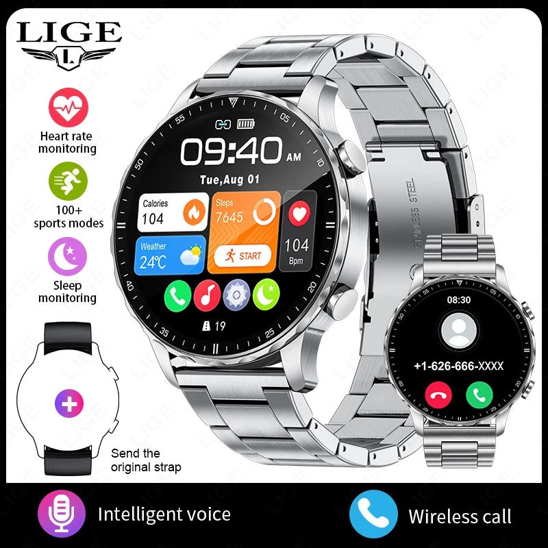 Elegante Smartwatch mit Bluetooth-Telefonie, Gesundheitsüberwachung & IP68 – Für Android & iOS Shoppingdorf