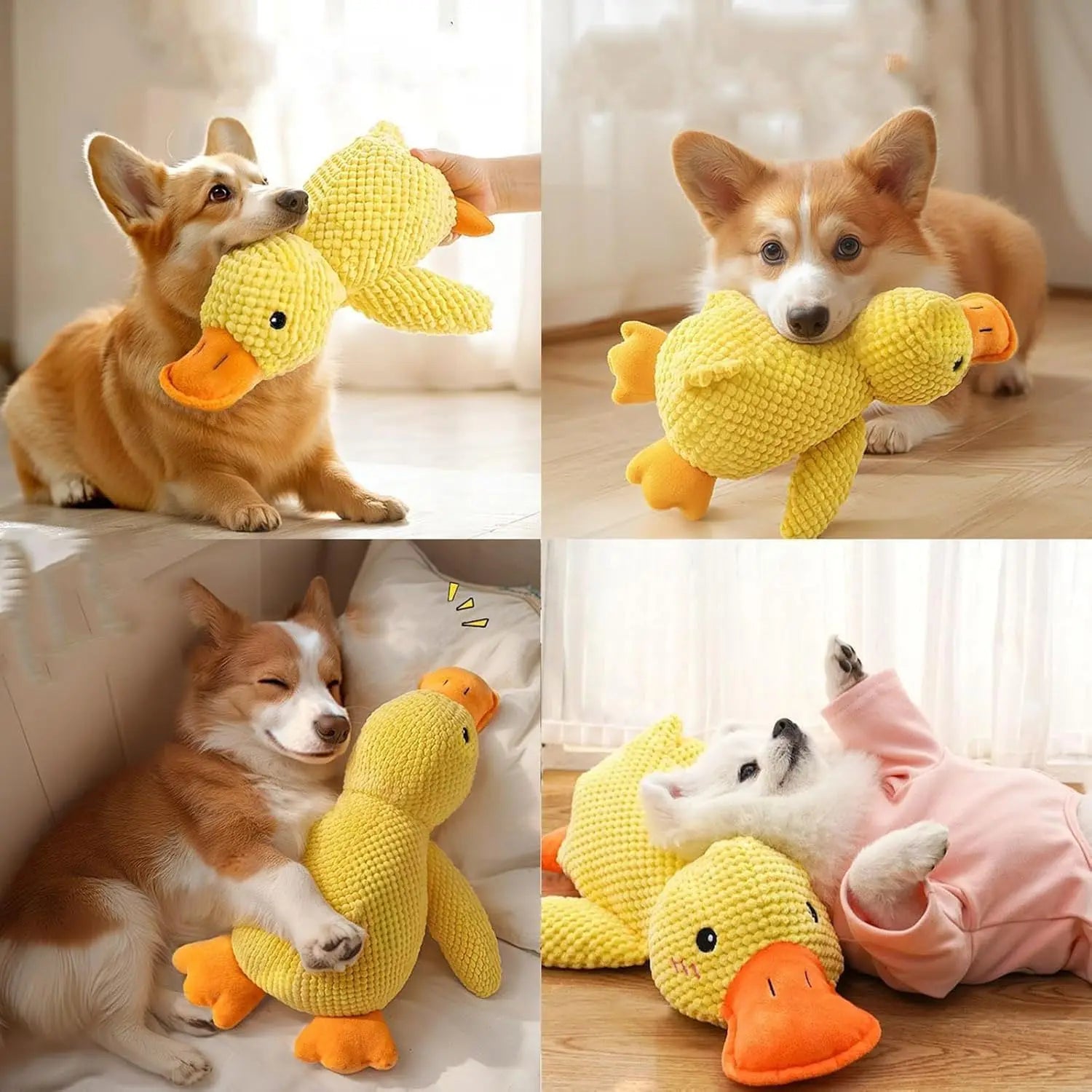 Duck dog toy plush chew resistant durable dog toy with quacking sound teeth grinding relief soft companion for small large dog Shoppingdorf