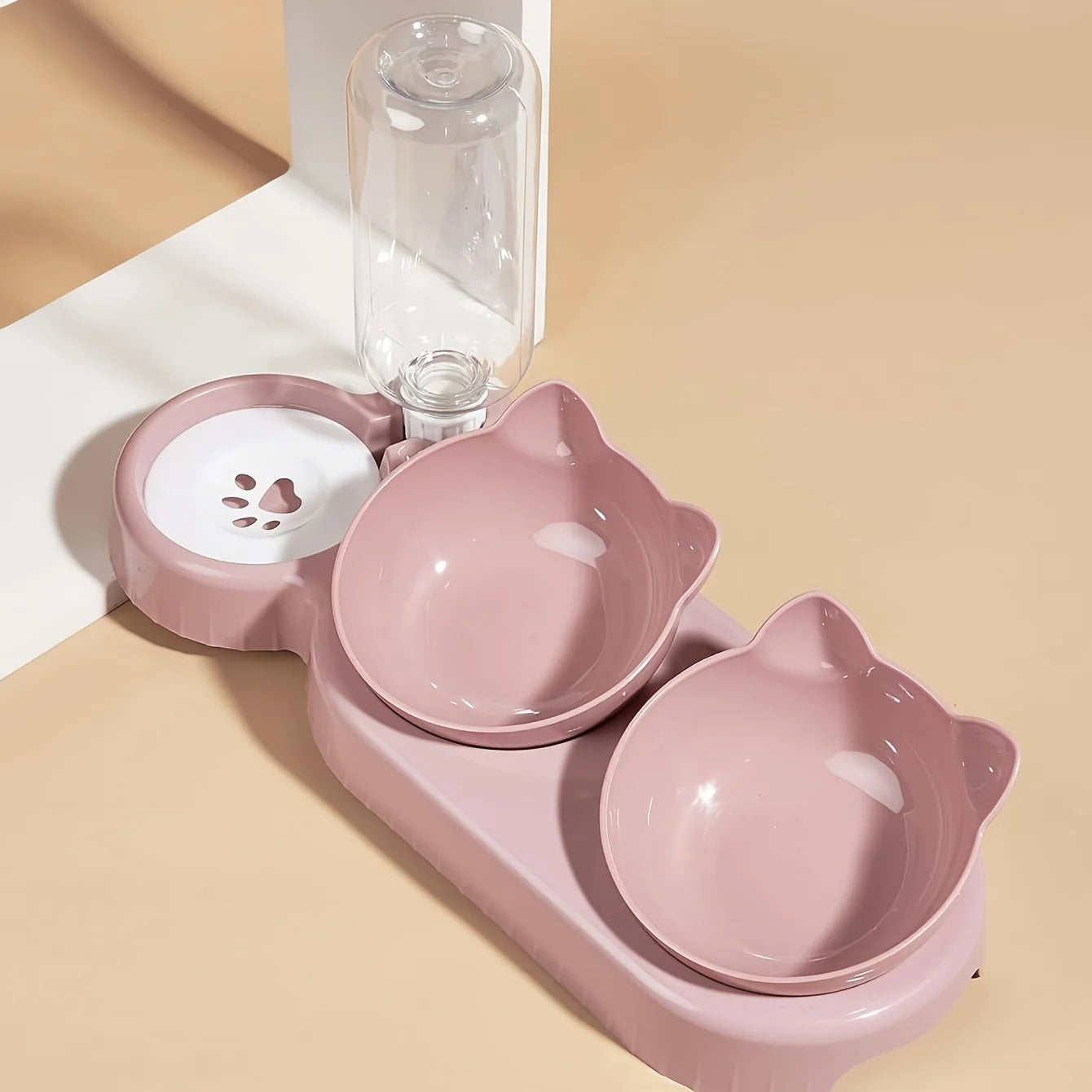 3-in-1 Katzennapf-Set mit Wasserspender – Geneigt, nackenschonend & mit Schwerkraft-Trinkflasche Shoppingdorf
