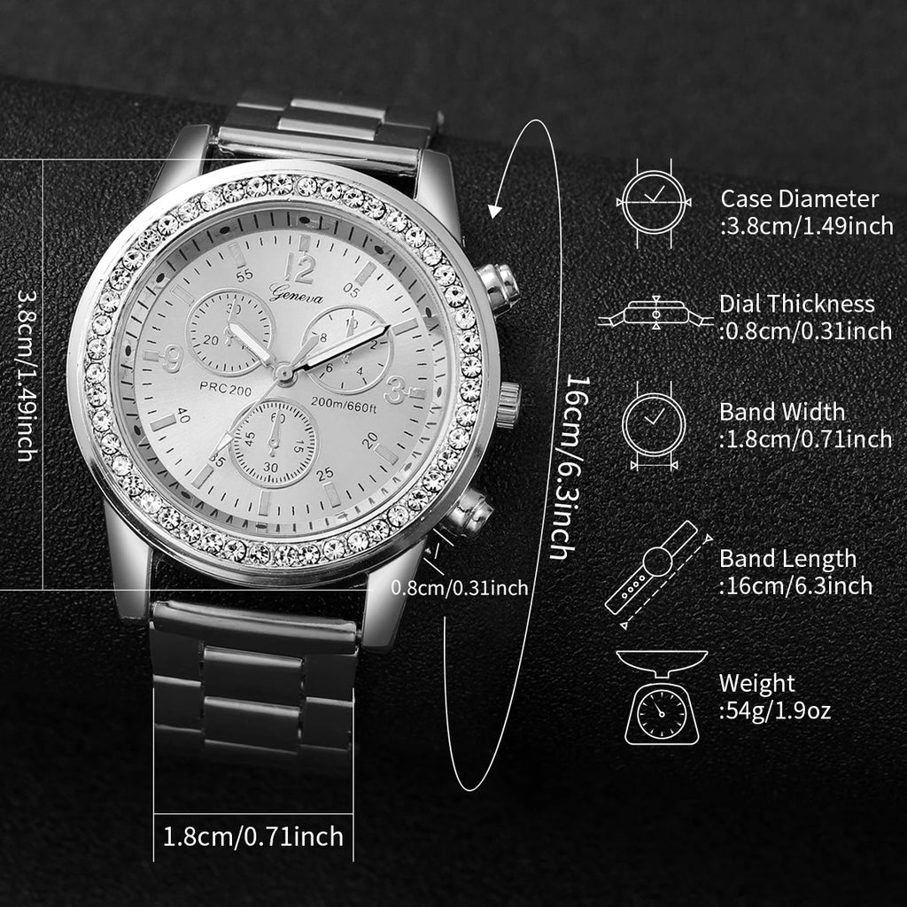 Damen Schmuckset – Quarzuhr & 3 Armbänder mit Strass Shoppingdorf
