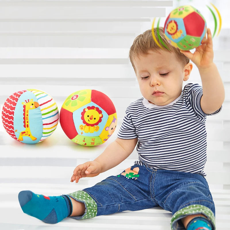 Baby Stoffrassel-Ball mit Glocke – Weiches Tier-Spielzeug 0–12 Monate Spieldorf