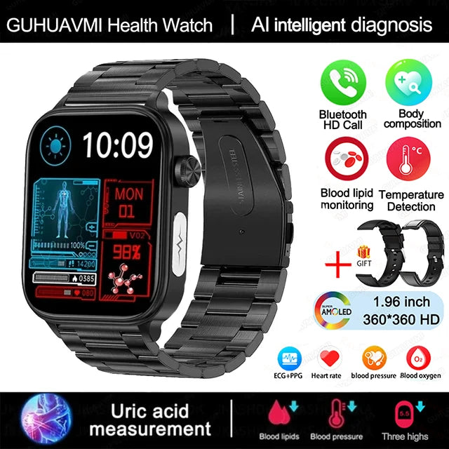 Smartwatch mit EKG, Blutdruck, Bluetooth-Telefonie & IP68 – 1,96 Zoll AMOLED – Für Android & iOS Shoppingdorf