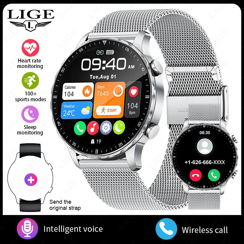 Elegante Smartwatch mit Bluetooth-Telefonie, Gesundheitsüberwachung & IP68 – Für Android & iOS Shoppingdorf