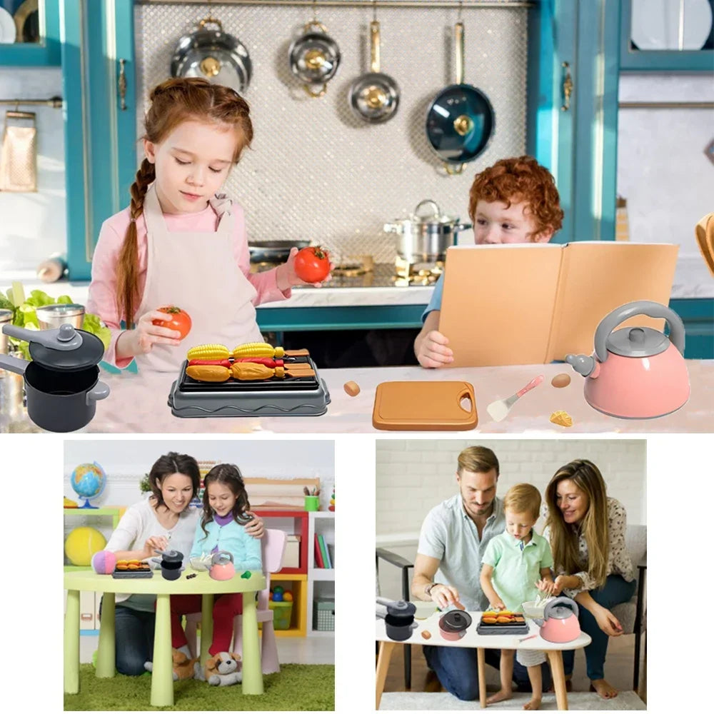 Kinder-Küchen-Spielset – 59/69/92 Teile mit Topf, Pfanne & Lebensmitteln Spieldorf
