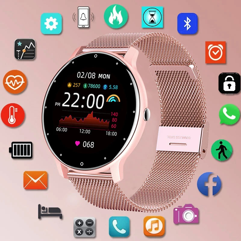 Smartwatch Damen mit Bluetooth-Telefonie, Herzfrequenz & IP67 – 1,28 Zoll HD – Android & iOS Shoppingdorf