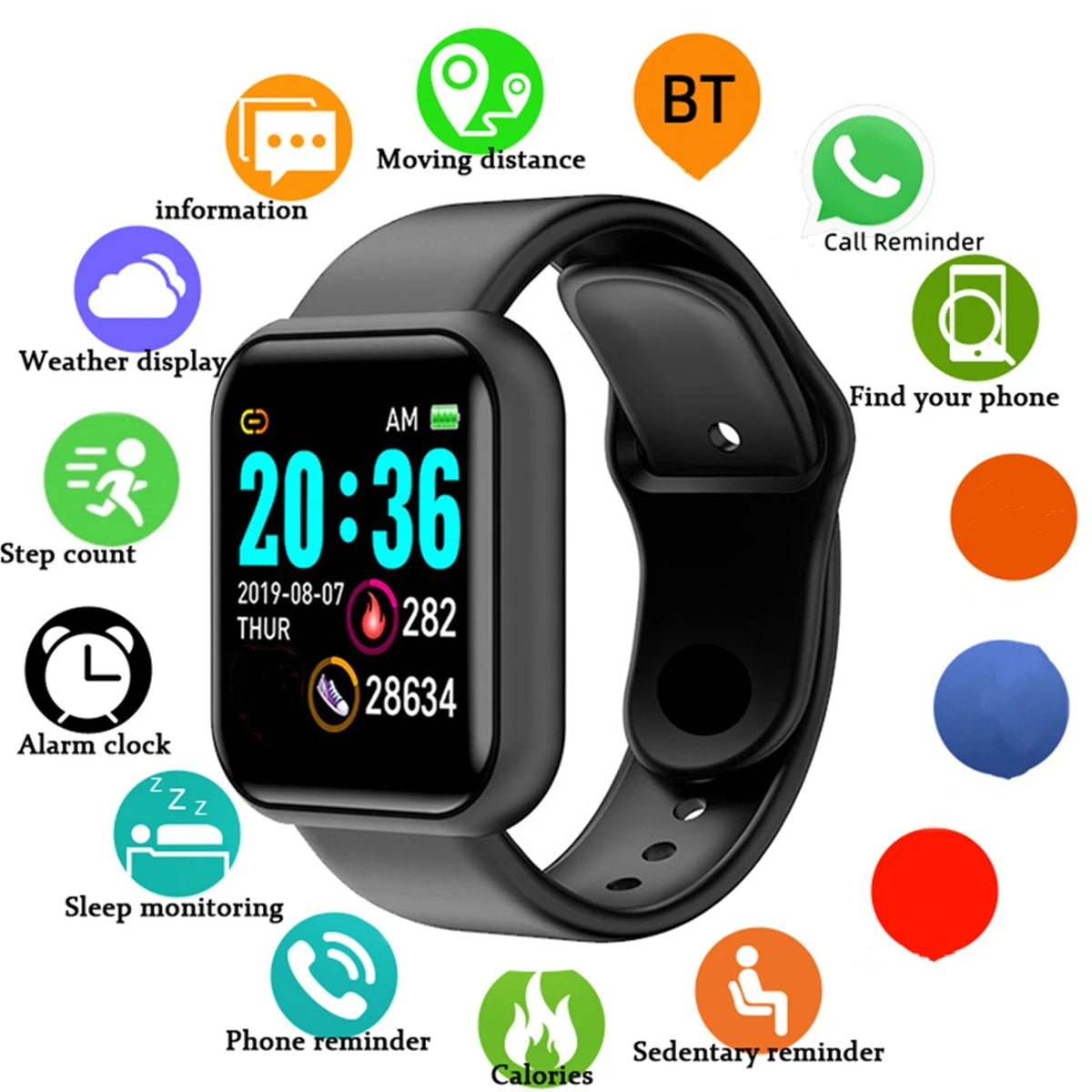 Smartwatch mit Herzfrequenz, Schlaftracking & Fitness-Tracker – 1,44 Zoll – Android Shoppingdorf