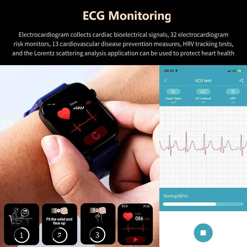 Smartwatch mit EKG, Blutdruck, Bluetooth-Telefonie & IP68 – 1,96 Zoll AMOLED – Für Android & iOS Shoppingdorf