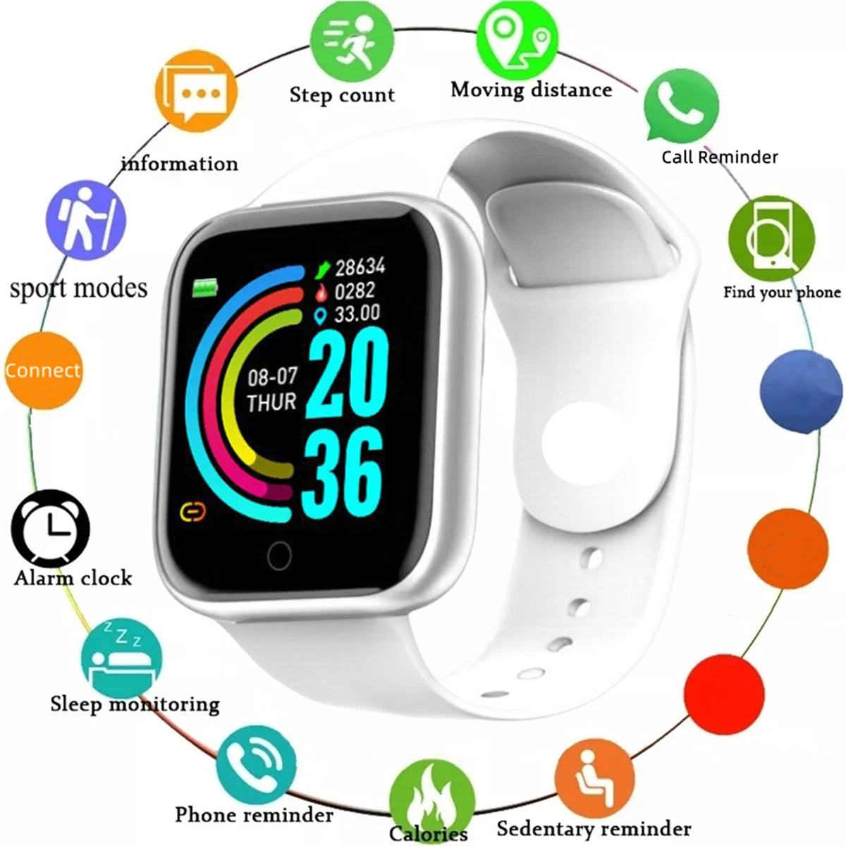 Smartwatch mit Herzfrequenz, Schlaftracking & Fitness-Tracker – 1,44 Zoll – Android Shoppingdorf