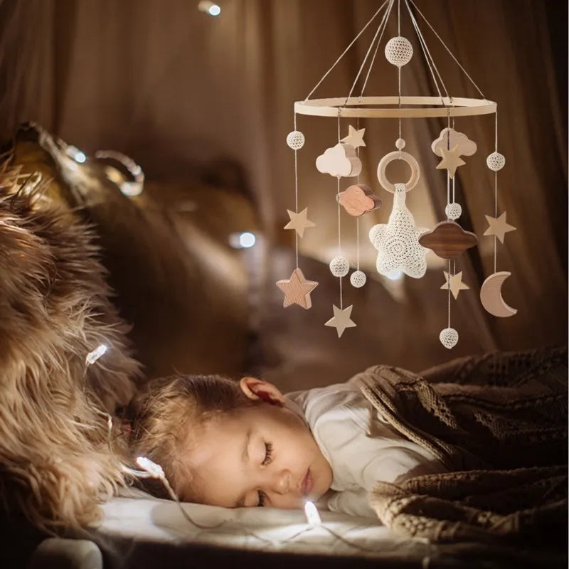 Baby Mobile aus Holz – Mit Musikbox & Glocken für Babybett Spieldorf
