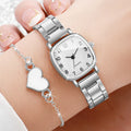 Damen Schmuckset – Eckige Quarzuhr & Armband aus Edelstahl Shoppingdorf