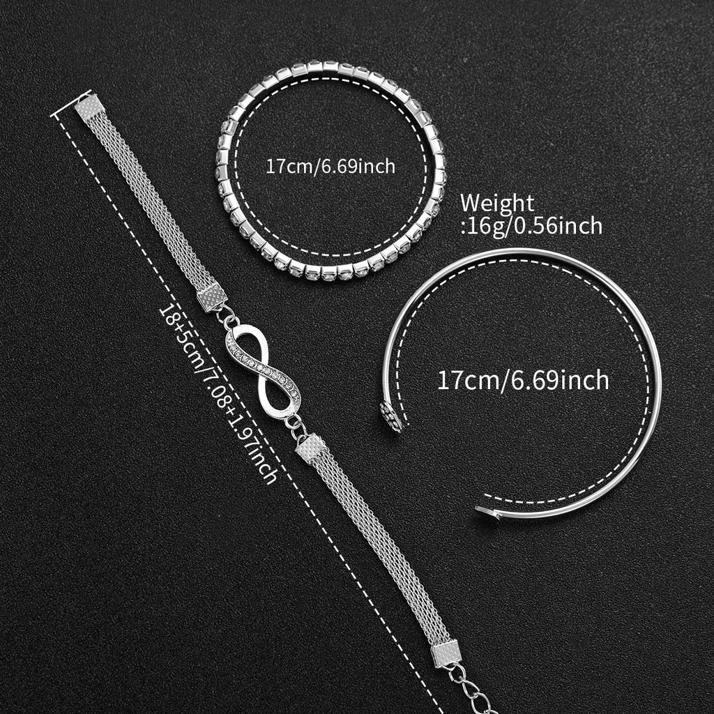 Damen Schmuckset – Quarzuhr & 3 Armbänder mit Strass Shoppingdorf
