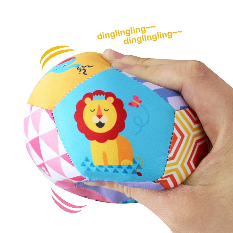 Baby Stoffrassel-Ball mit Glocke – Weiches Tier-Spielzeug 0–12 Monate Spieldorf
