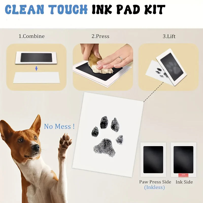 Haustier Pfoten-Abdruck Gedenkset – Hund oder Katze | DIY Tintenfreies Handabdruck & Pfotenstempel-Kit Spieldorf
