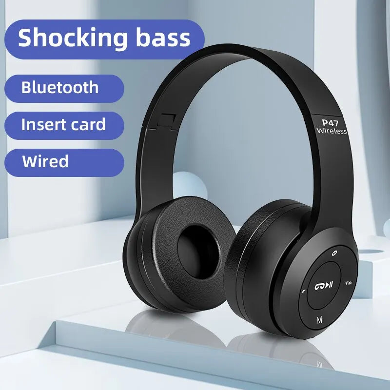 P47 Kabellose Bluetooth 5.0 Kopfhörer – Faltbar, HIFI Stereo Bass für Musik, Gaming & Kinder Shoppingdorf