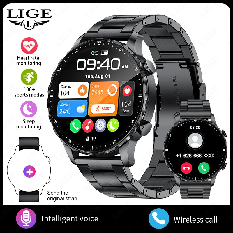 Elegante Smartwatch mit Bluetooth-Telefonie, Gesundheitsüberwachung & IP68 – Für Android & iOS Shoppingdorf
