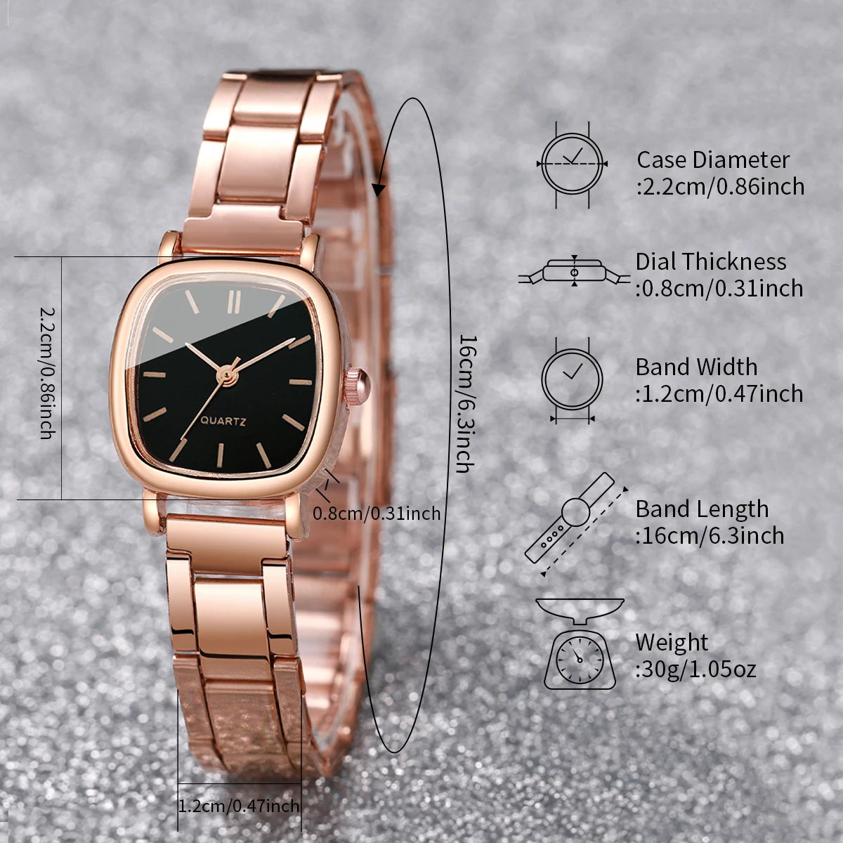 Damen Schmuckset – Eckige Quarzuhr & Armband aus Edelstahl Shoppingdorf