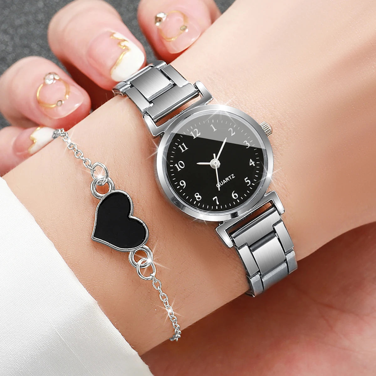 Damen Schmuckset – Eckige Quarzuhr & Armband aus Edelstahl Shoppingdorf