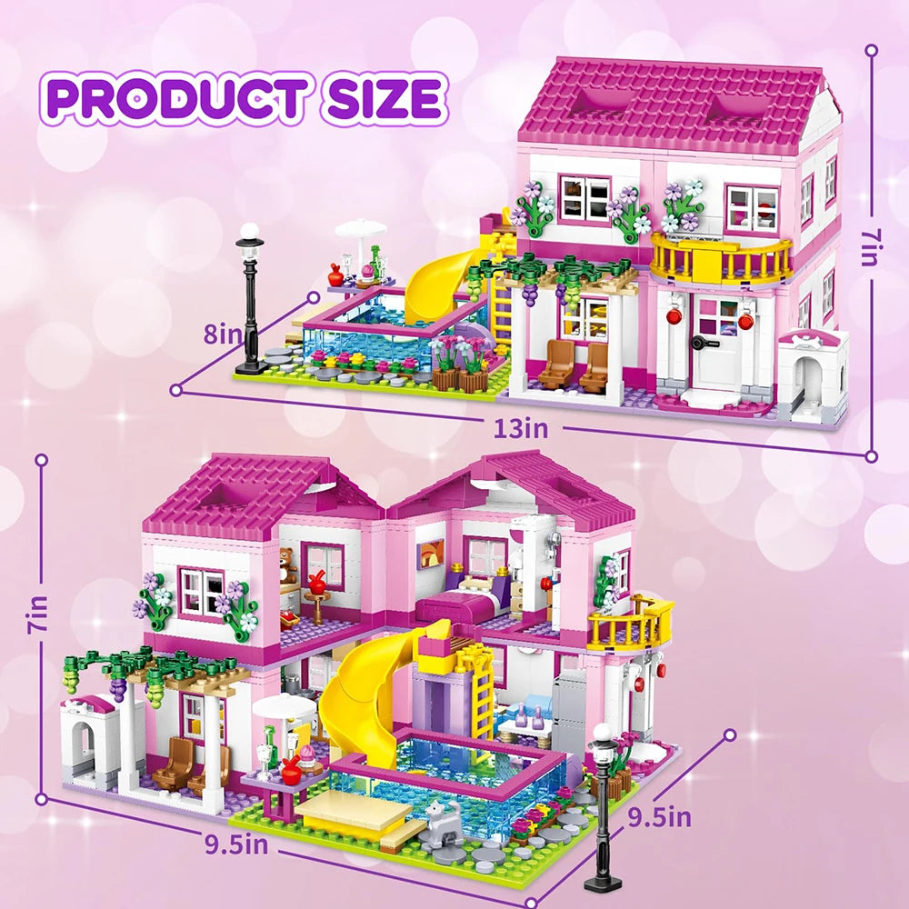 Stadthaus Bausteinset – Lego-kompatibel, Sommerferien-Villa für Kinder ab 6 Jahren Spieldorf