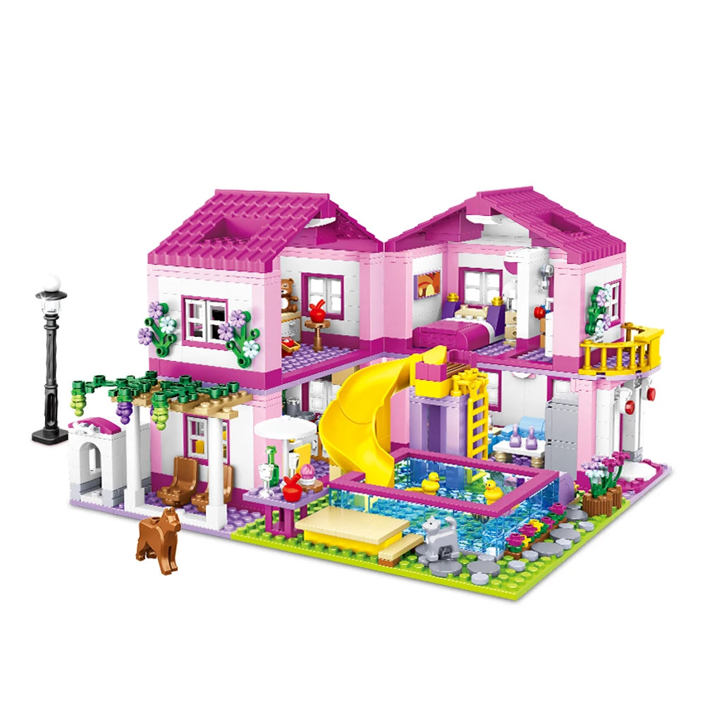 Stadthaus Bausteinset – Lego-kompatibel, Sommerferien-Villa für Kinder ab 6 Jahren Spieldorf