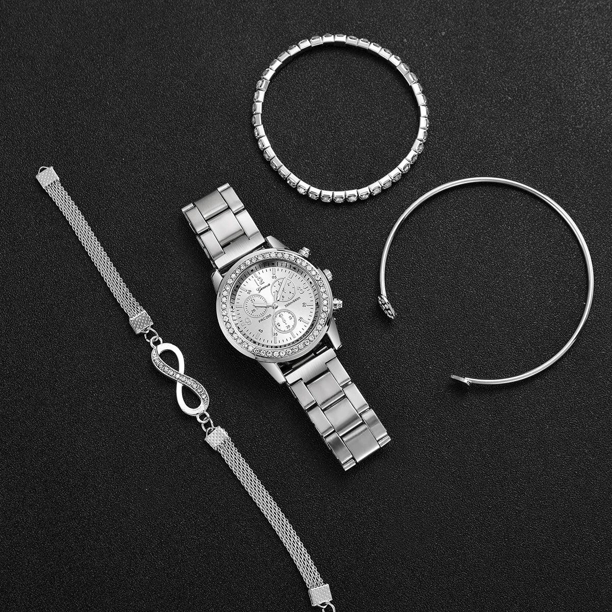 Damen Schmuckset – Quarzuhr & 3 Armbänder mit Strass Shoppingdorf
