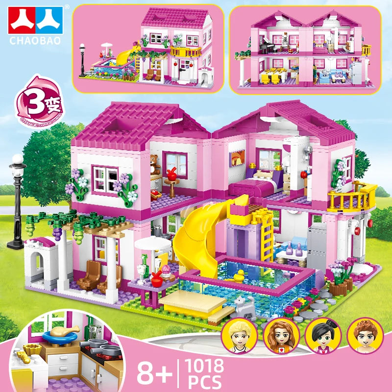 Stadthaus Bausteinset – Lego-kompatibel, Sommerferien-Villa für Kinder ab 6 Jahren Spieldorf
